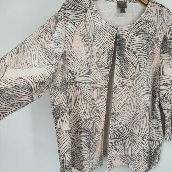 Chico's 2 Easywear womens knit Cardigan Jacket pink gray Crinkle size large - Picture 7 of 11